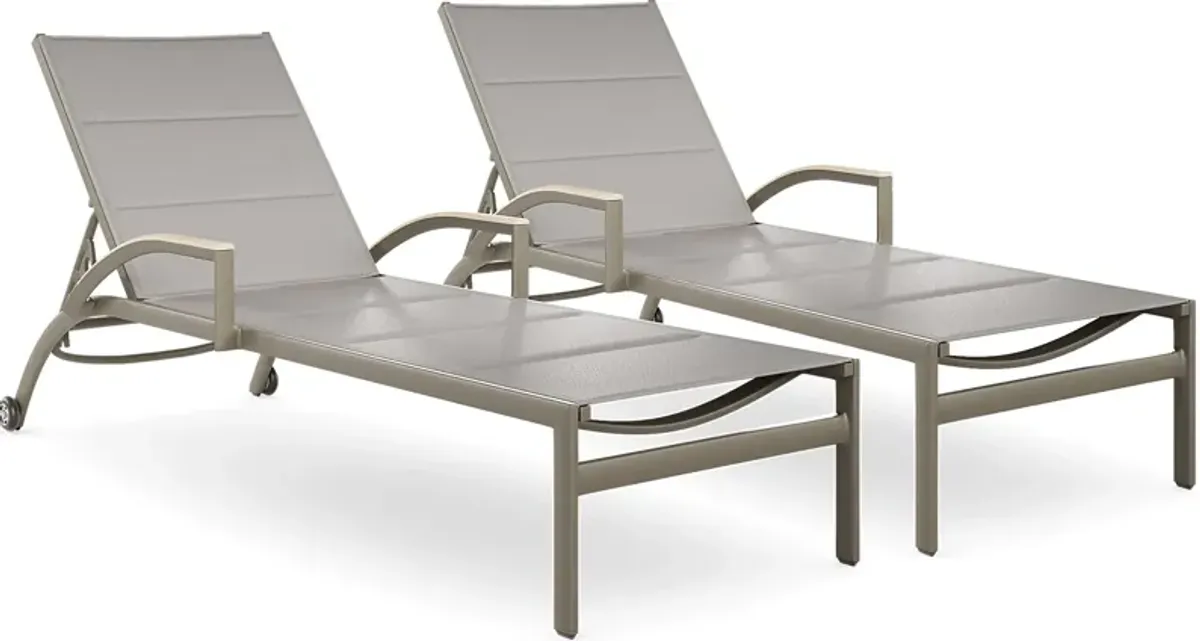 Solana Taupe Outdoor Chaises, Set of 2