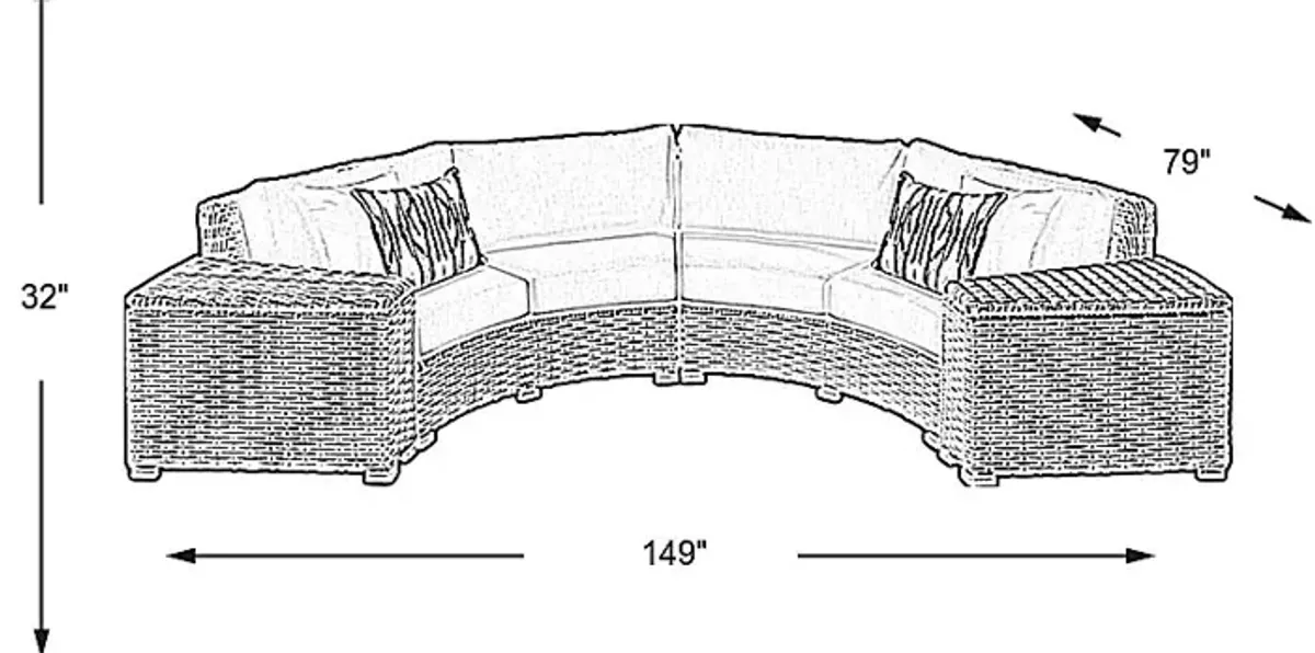 Siesta Key Driftwood 4 Pc Outdoor Curved Sectional with Linen Cushions