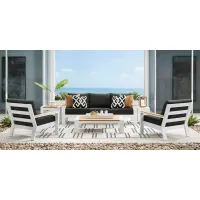 Solana White 4 Pc Outdoor Sofa Seating Set With Charcoal Cushions