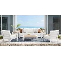 Solana White 4 Pc Outdoor Sofa Seating Set With Natural Cushions