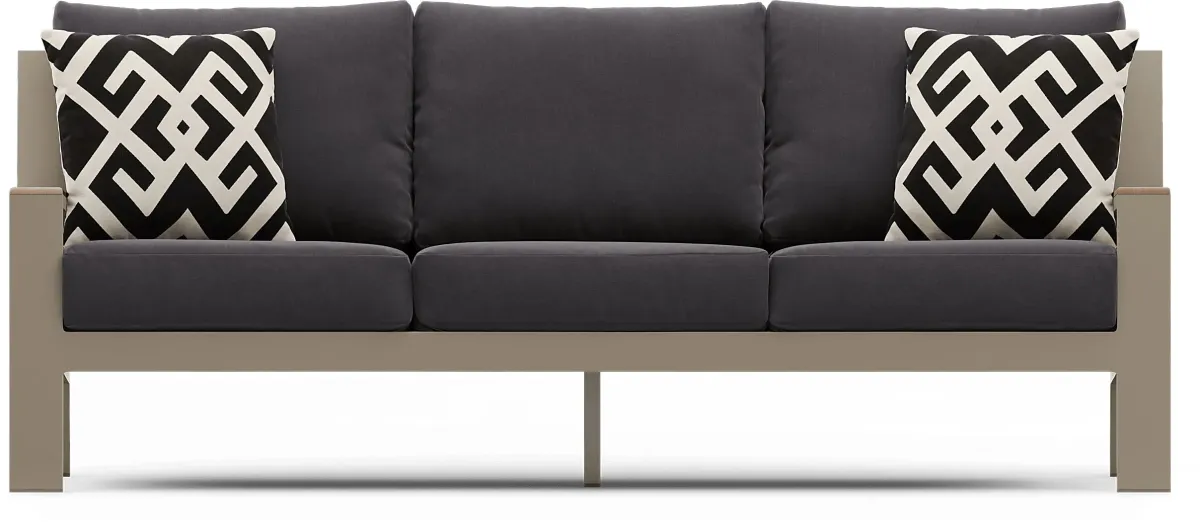 Solana Taupe 4 Pc Outdoor Sofa Seating Set With Charcoal Cushions