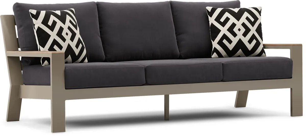 Solana Taupe 4 Pc Outdoor Sofa Seating Set With Charcoal Cushions