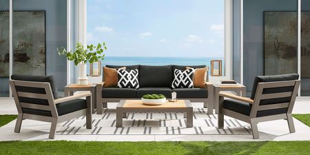 Solana Taupe 4 Pc Outdoor Sofa Seating Set With Charcoal Cushions