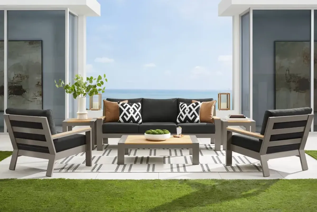 Solana Taupe 4 Pc Outdoor Sofa Seating Set With Charcoal Cushions