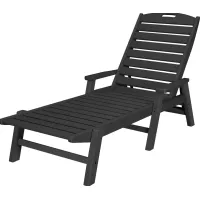 POLYWOOD Nautical Black Outdoor Chaise