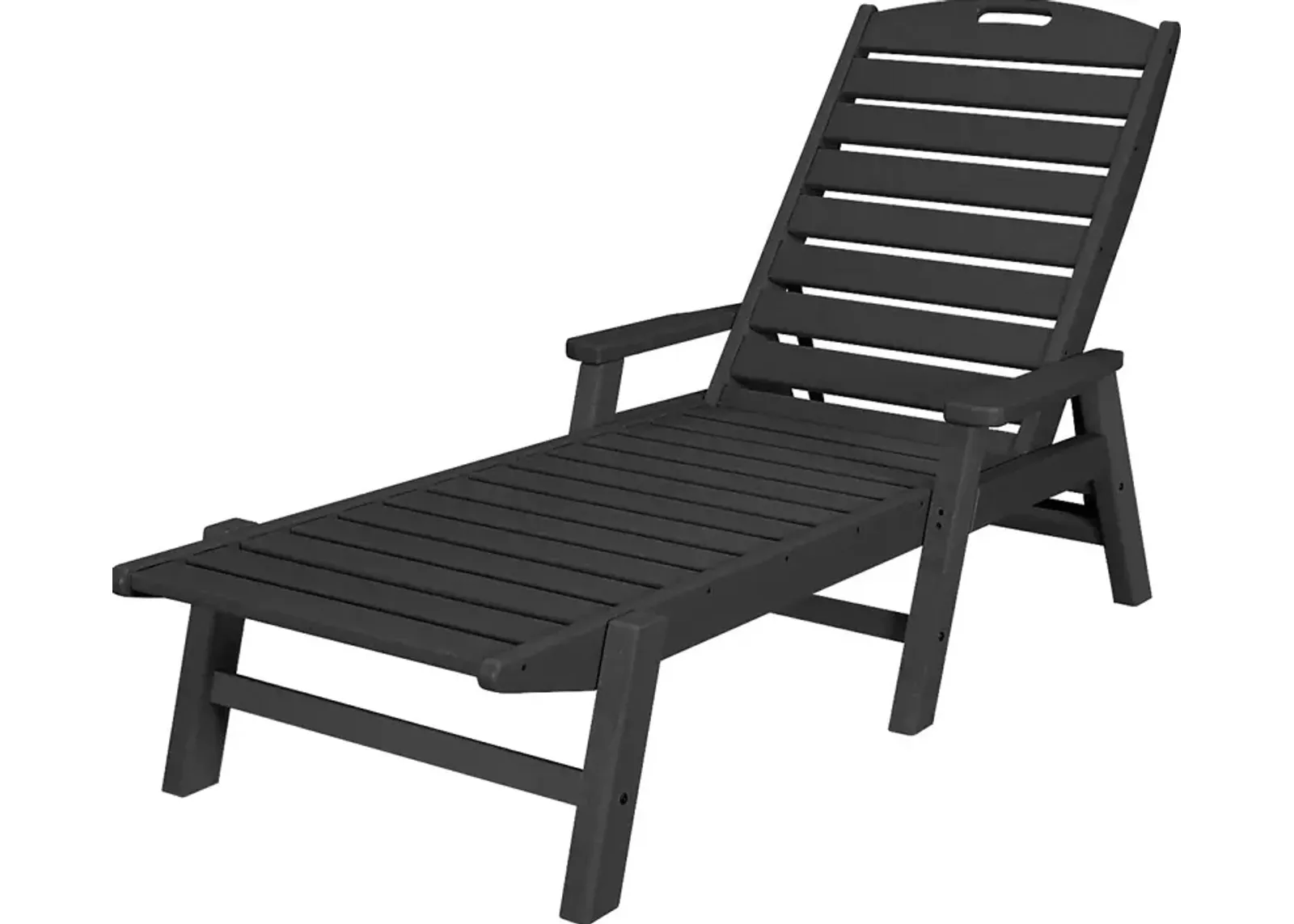 POLYWOOD Nautical Black Outdoor Chaise