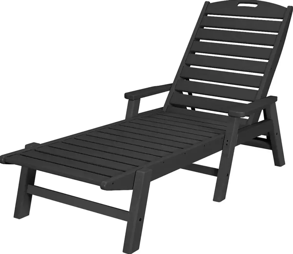 POLYWOOD Nautical Black Outdoor Chaise