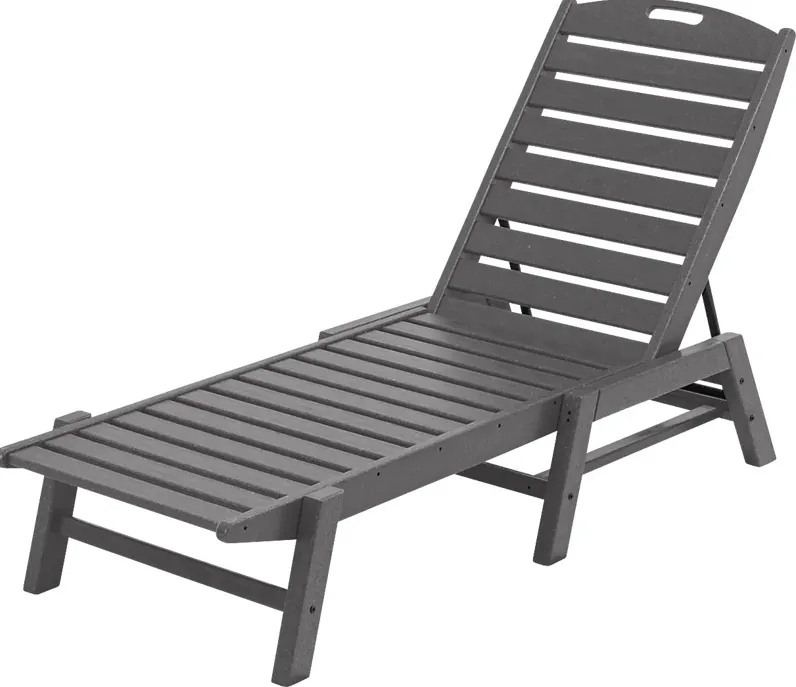POLYWOOD Nautical Gray Outdoor Chaise