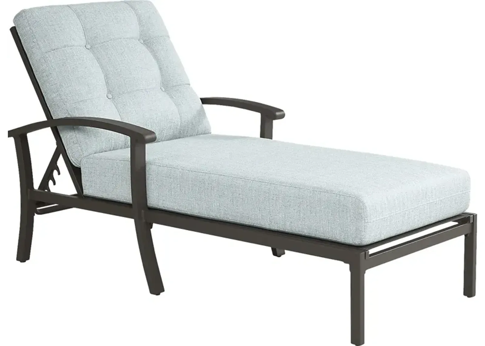 Lake Breeze Aged Bronze Outdoor Chaise with Mist Cushions