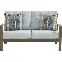 Torio Brown Outdoor Loveseat with Lake Cushions