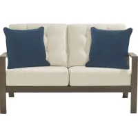 Torio Brown Outdoor Loveseat with Oatmeal Cushions