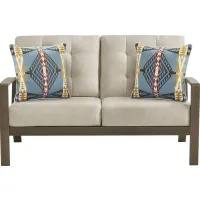 Torio Brown Outdoor Loveseat with Malt Cushions
