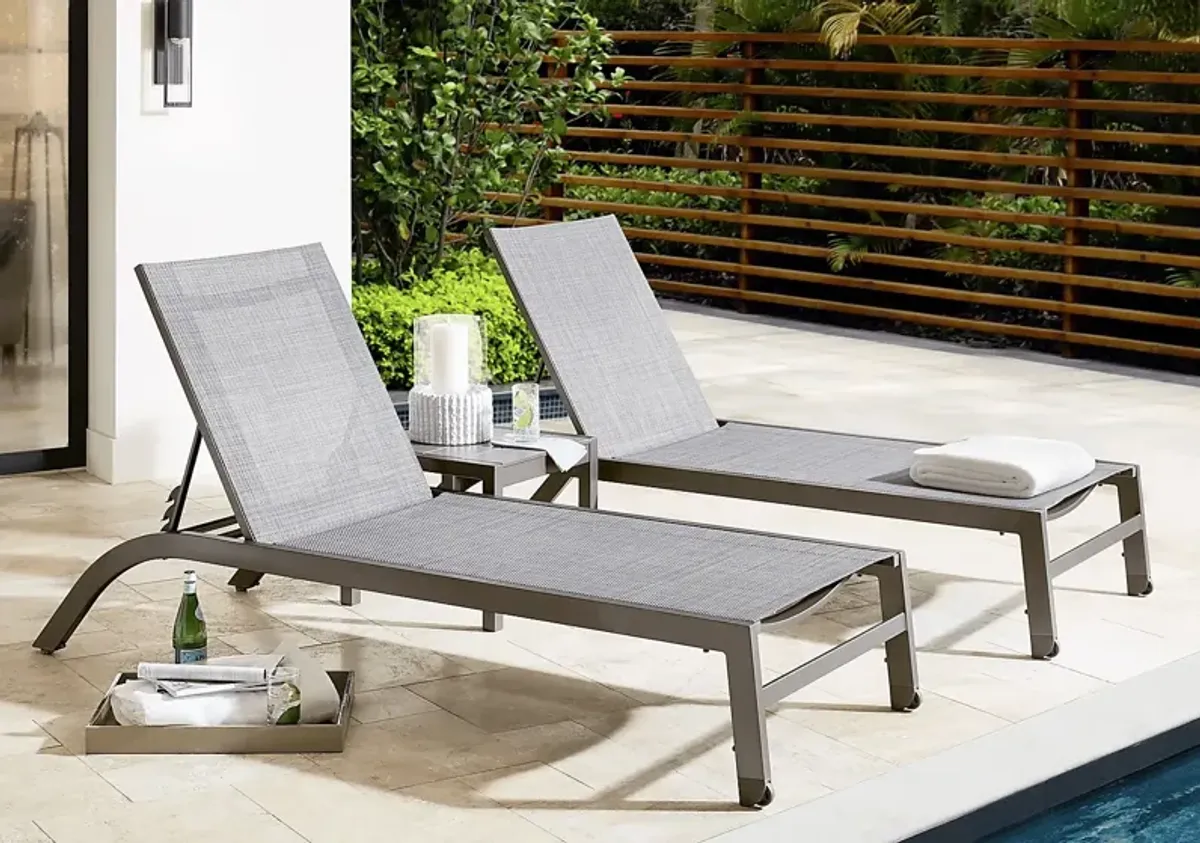 Ocean Tide Gray Outdoor Chaise, Set of 2