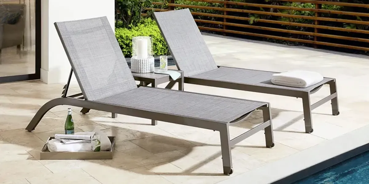 Ocean Tide Gray Outdoor Chaise, Set of 2