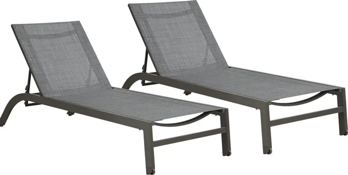 Ocean Tide Gray Outdoor Chaise, Set of 2