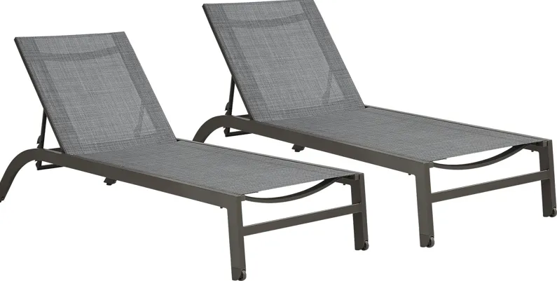 Ocean Tide Gray Outdoor Chaise, Set of 2