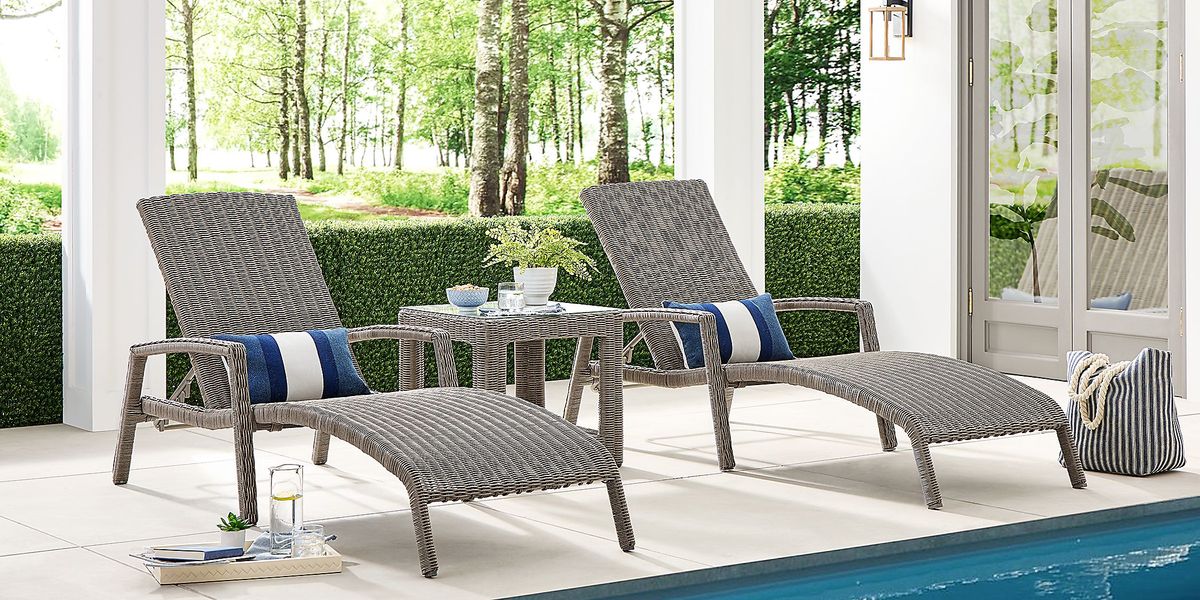 Forest Hills Gray Outdoor Chaise, Set of 2