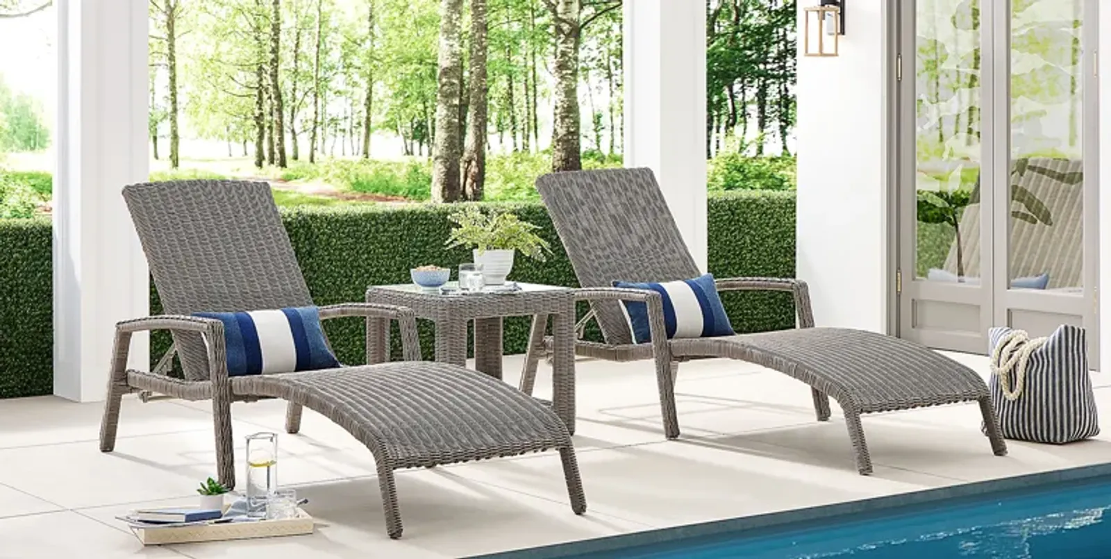 Forest Hills Gray Outdoor Chaise, Set of 2