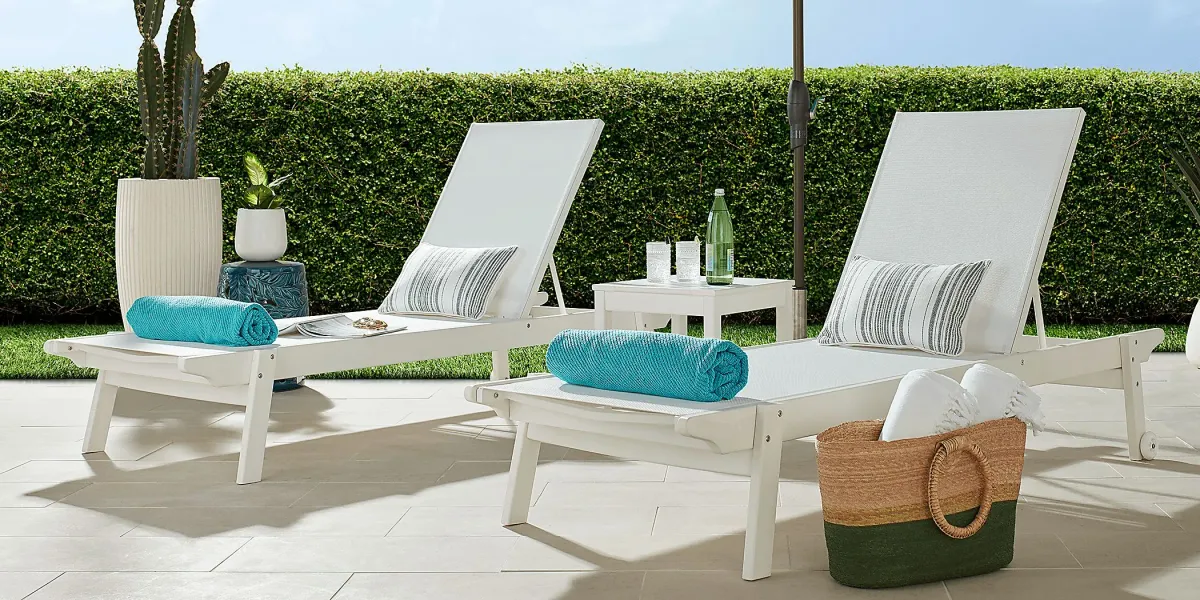 Eastlake Outdoor White Chaise, Set of 2