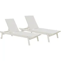 Eastlake Outdoor White Chaise, Set of 2