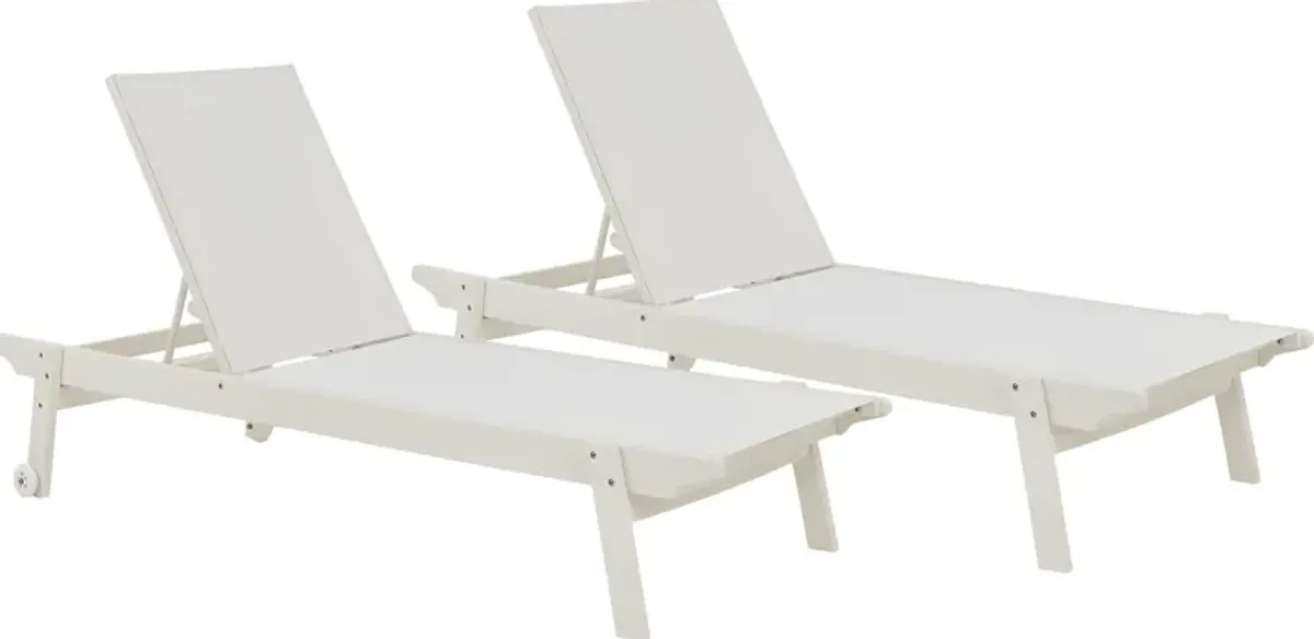 Eastlake Outdoor White Chaise, Set of 2