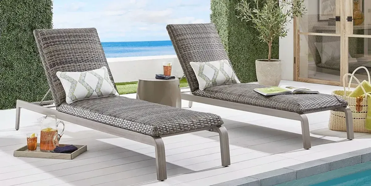 Montara Gray Outdoor Chaise, Set of 2