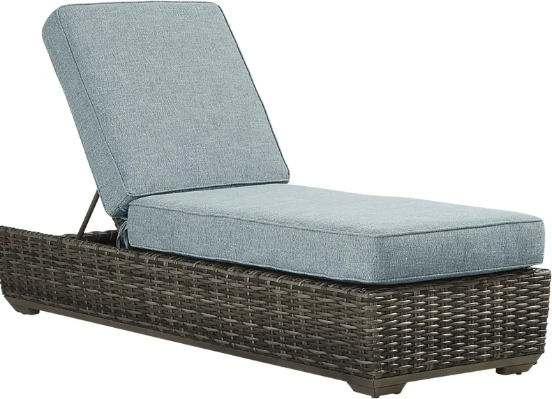Montecello Gray Outdoor Chaise with Azure Cushions