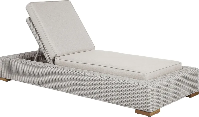 Patmos Gray Outdoor Chaise with Linen Cushions