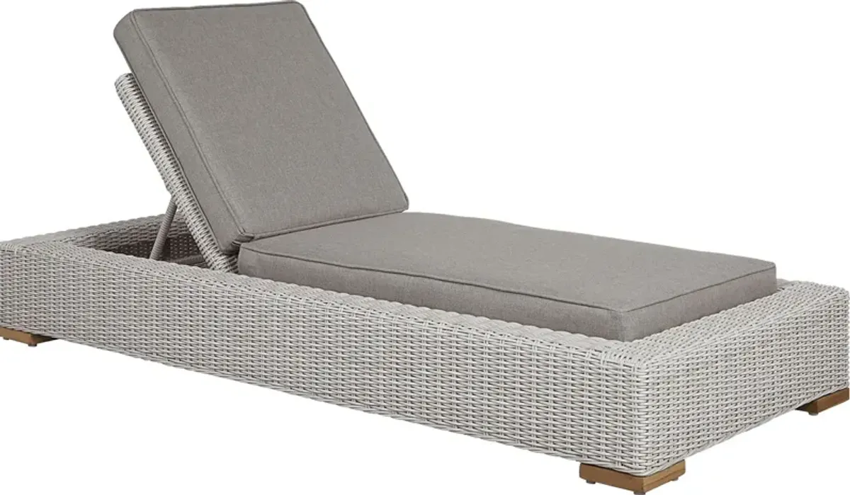 Patmos Gray Outdoor Chaise with Mushroom Cushions