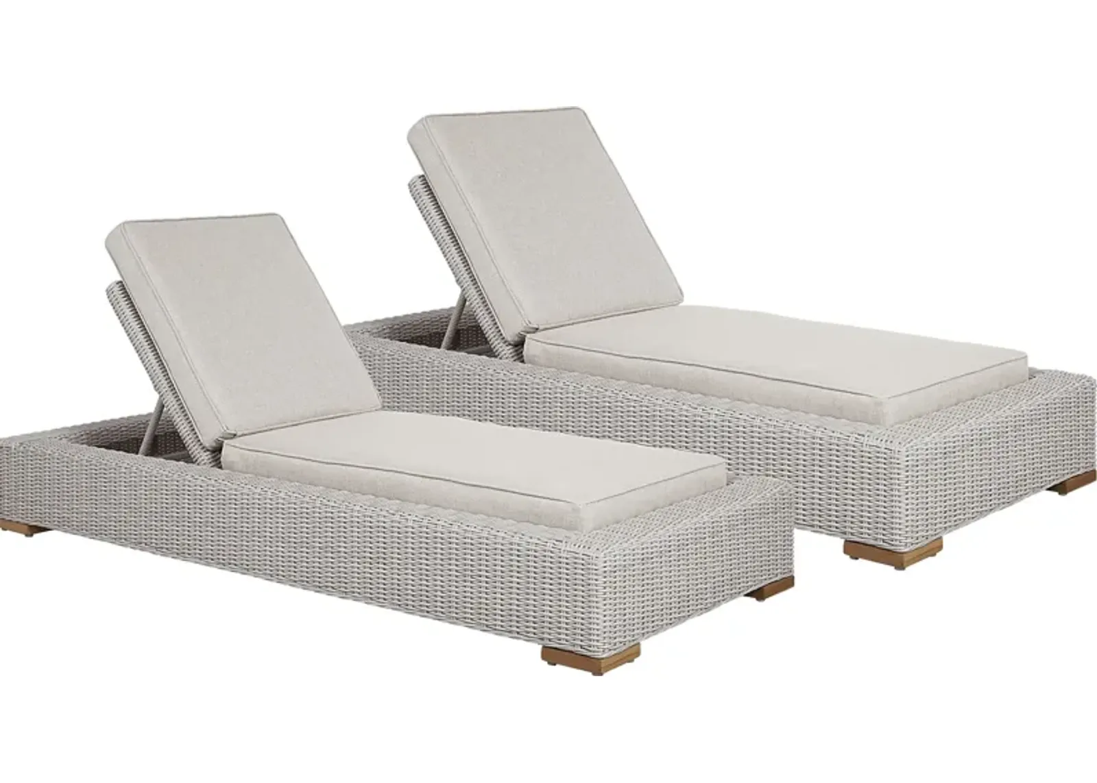 Patmos Gray Outdoor Chaise with Linen Cushions, Set of 2