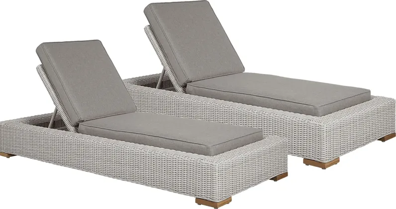 Patmos Gray Outdoor Chaise with Mushroom Cushions, Set of 2