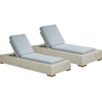 Patmos Gray Outdoor Chaise with Steel Cushions, Set of 2