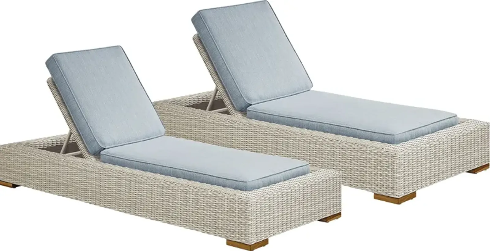 Patmos Gray Outdoor Chaise with Steel Cushions, Set of 2