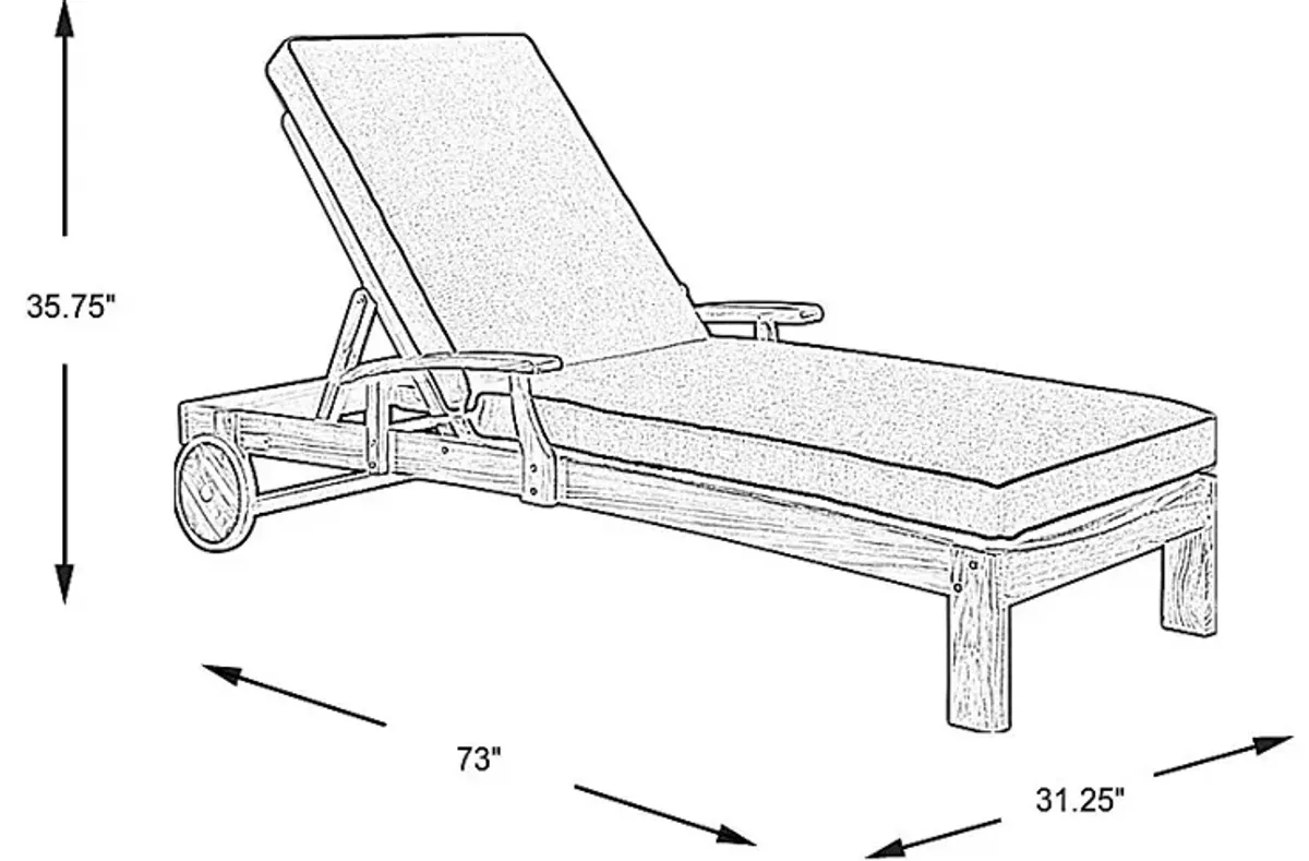 Pleasant Bay Teak Outdoor Chaise with Vapor Cushions