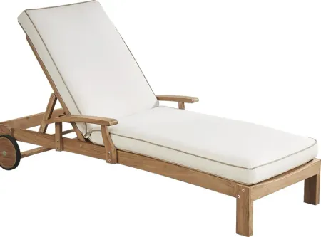 Pleasant Bay Teak Outdoor Chaise with Vapor Cushions
