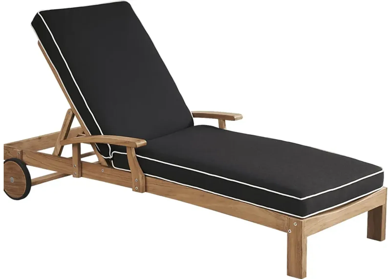 Pleasant Bay Teak Outdoor Chaise with Charcoal Cushions