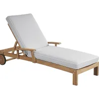 Pleasant Bay Teak Outdoor Chaise with Pewter Cushions
