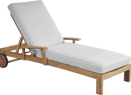 Pleasant Bay Teak Outdoor Chaise with Pewter Cushions