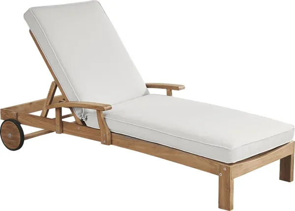 Pleasant Bay Teak Outdoor Chaise with Dove Cushions