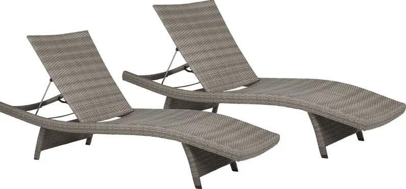 Luna Lake Gray Outdoor Chaises, Set of 2
