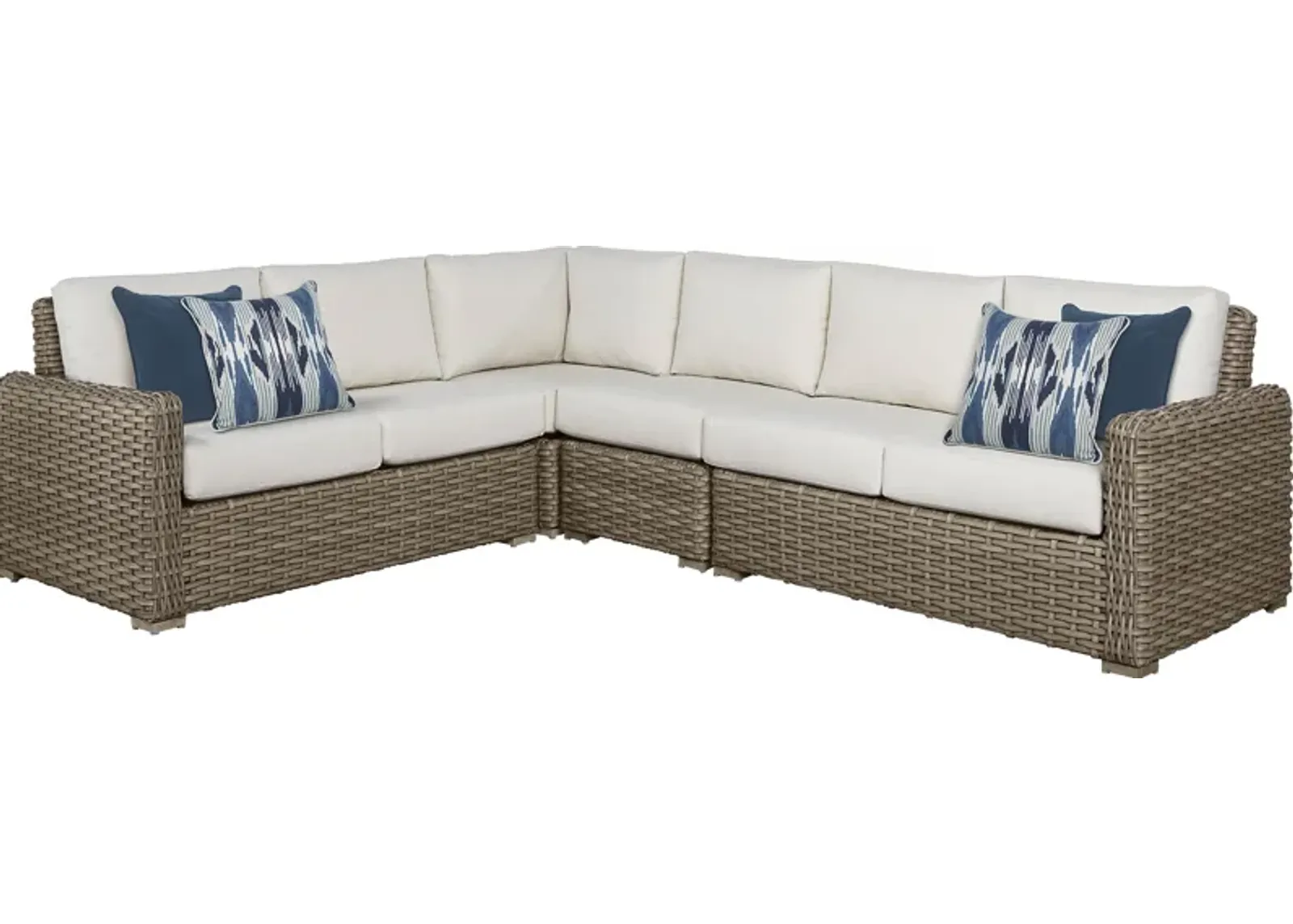 Siesta Key Driftwood 4 Pc Outdoor Sectional with Linen Cushions