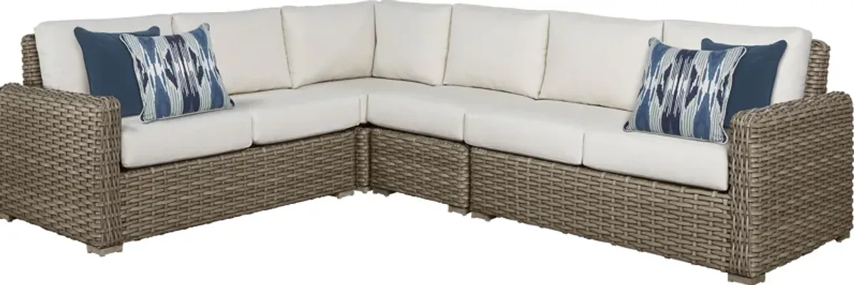 Siesta Key Driftwood 4 Pc Outdoor Sectional with Linen Cushions