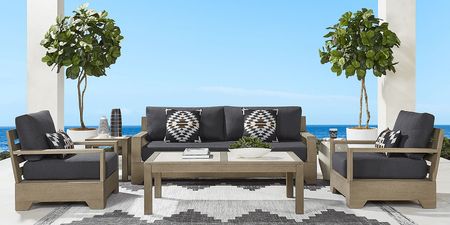 Lake Tahoe Gray 4 Pc Outdoor Sofa Seating Set with Charcoal Cushions