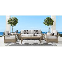 Lake Tahoe Gray 4 Pc Outdoor Sofa Seating Set with Seagull Cushions