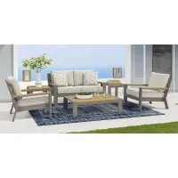 Solana Taupe 4 Pc Outdoor Loveseat Seating Set With Buff Cushions