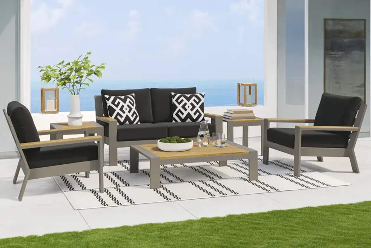 Solana Taupe 4 Pc Outdoor Loveseat Seating Set With Charcoal Cushions