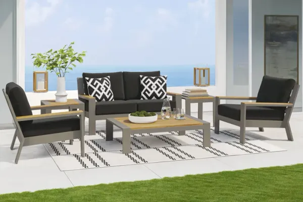 Solana Taupe 4 Pc Outdoor Loveseat Seating Set With Charcoal Cushions