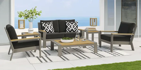 Solana Taupe 4 Pc Outdoor Loveseat Seating Set With Charcoal Cushions