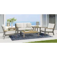 Solana Taupe 4 Pc Outdoor Loveseat Seating Set With Natural Cushions