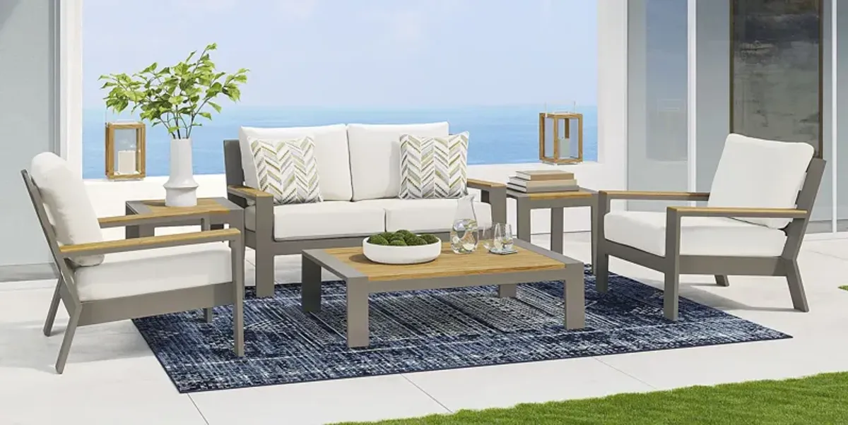 Solana Taupe 4 Pc Outdoor Loveseat Seating Set With Natural Cushions